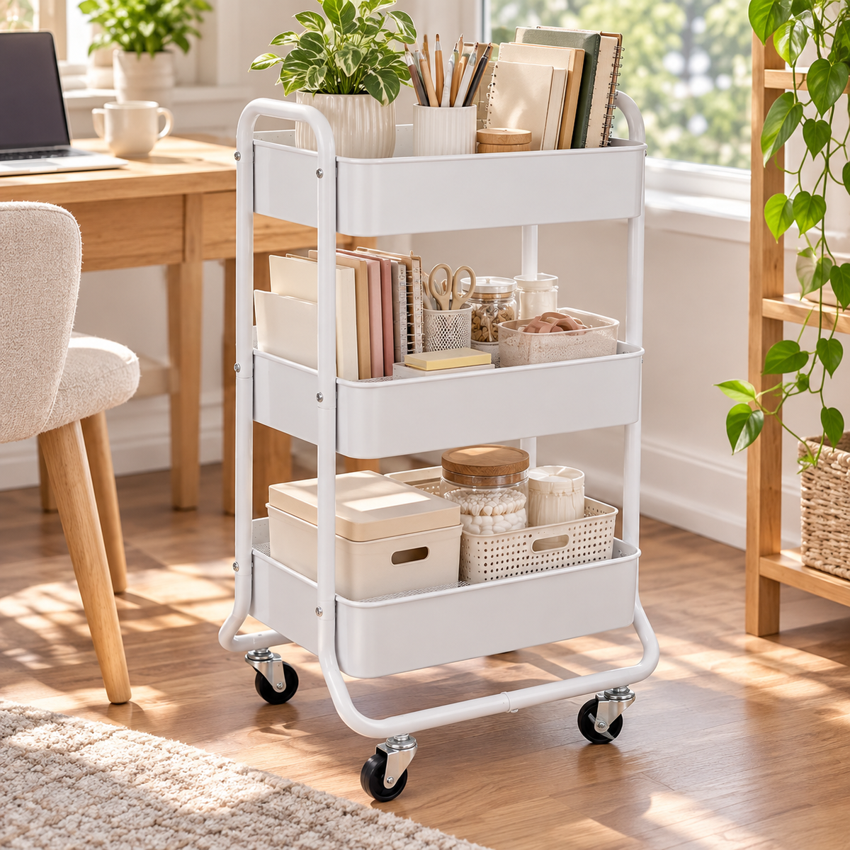 3-Tier Rolling Laundry Cart