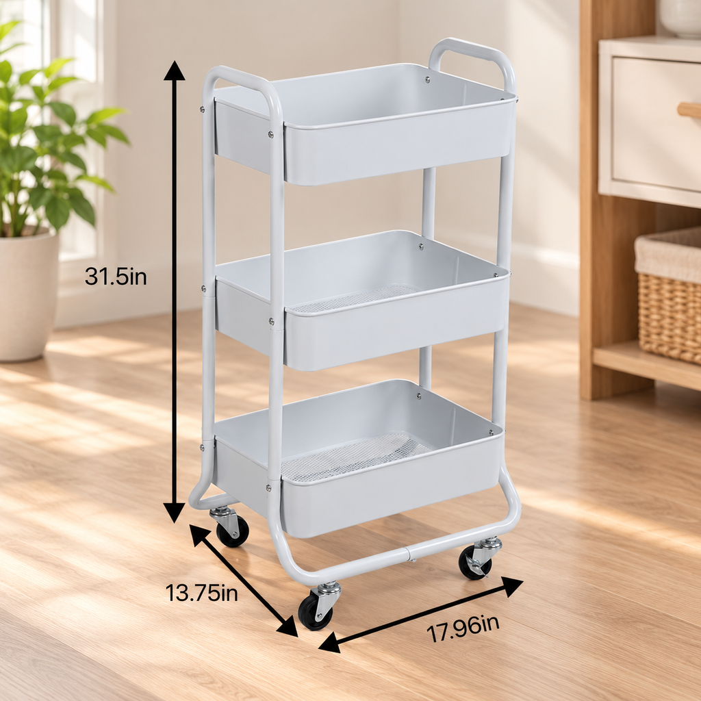 3-Tier Rolling Laundry Cart