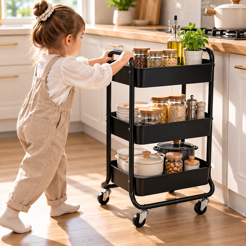 3-Tier Rolling Laundry Cart