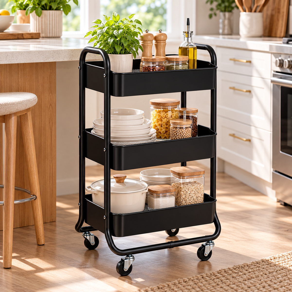3-Tier Rolling Laundry Cart