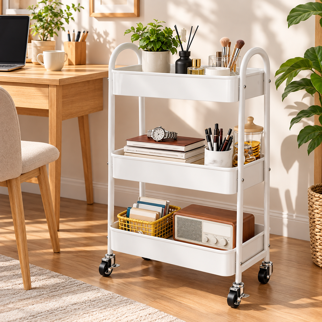 3-Tier Metal Rolling Cart