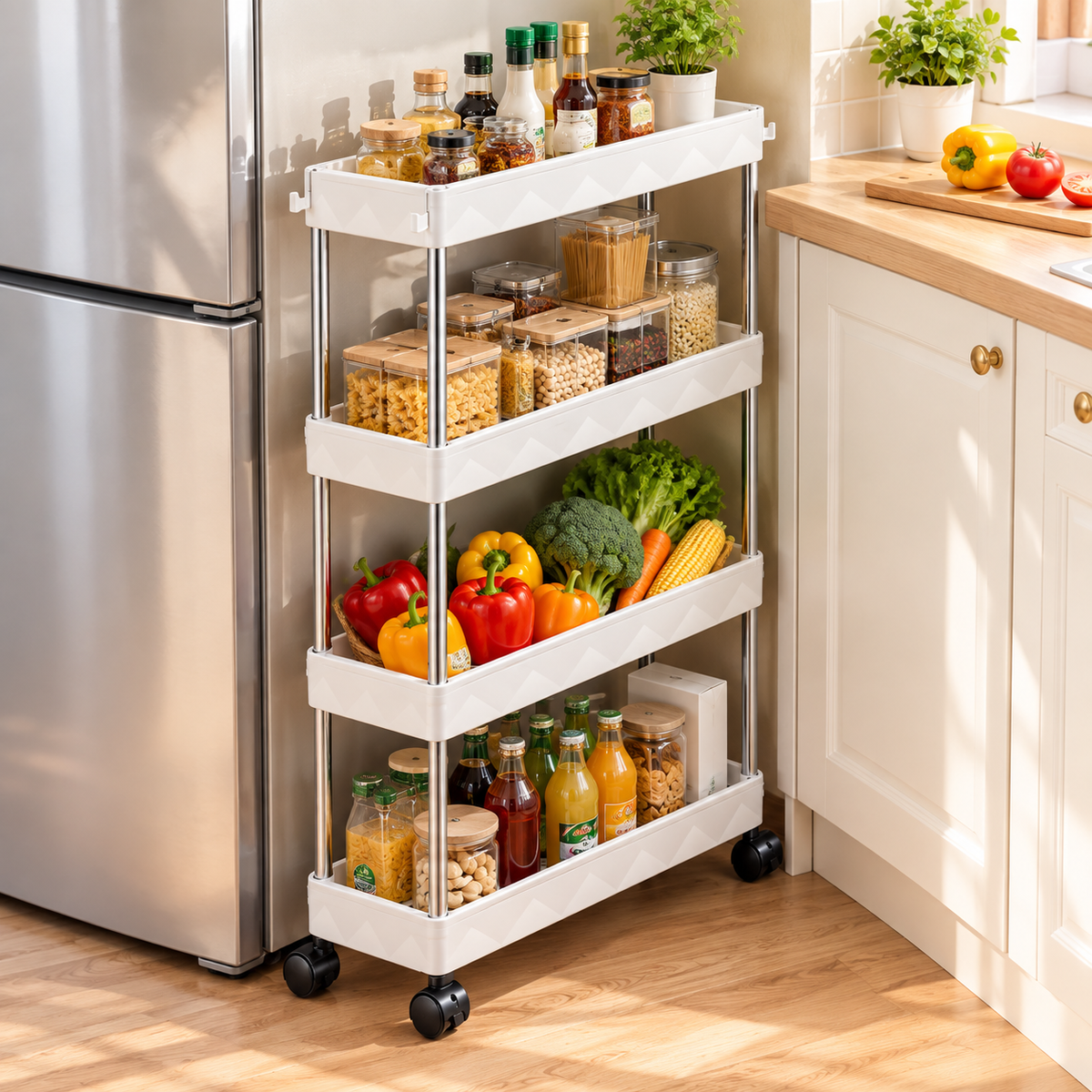4-Tier Slim Rolling Cart