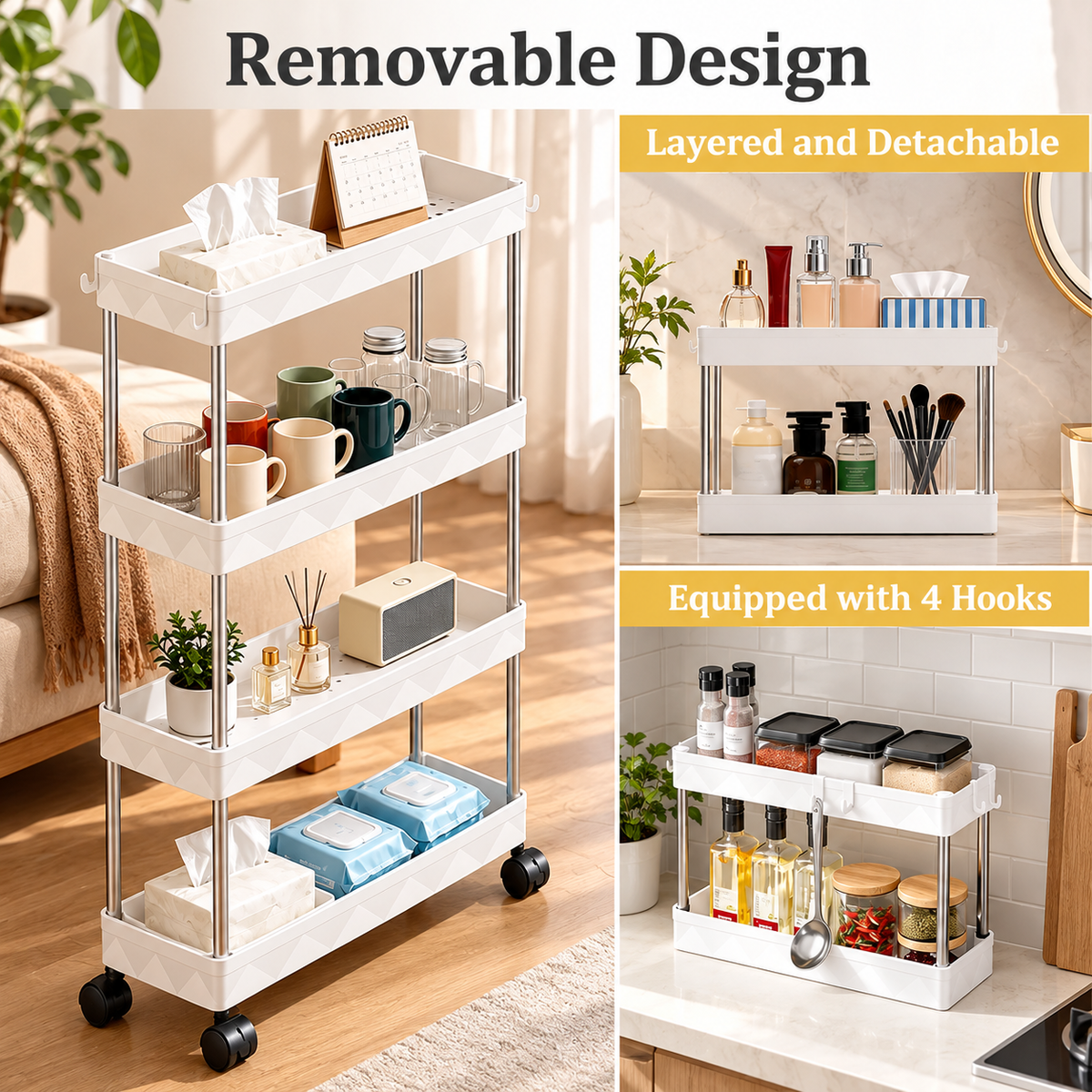 4-Tier Slim Rolling Cart