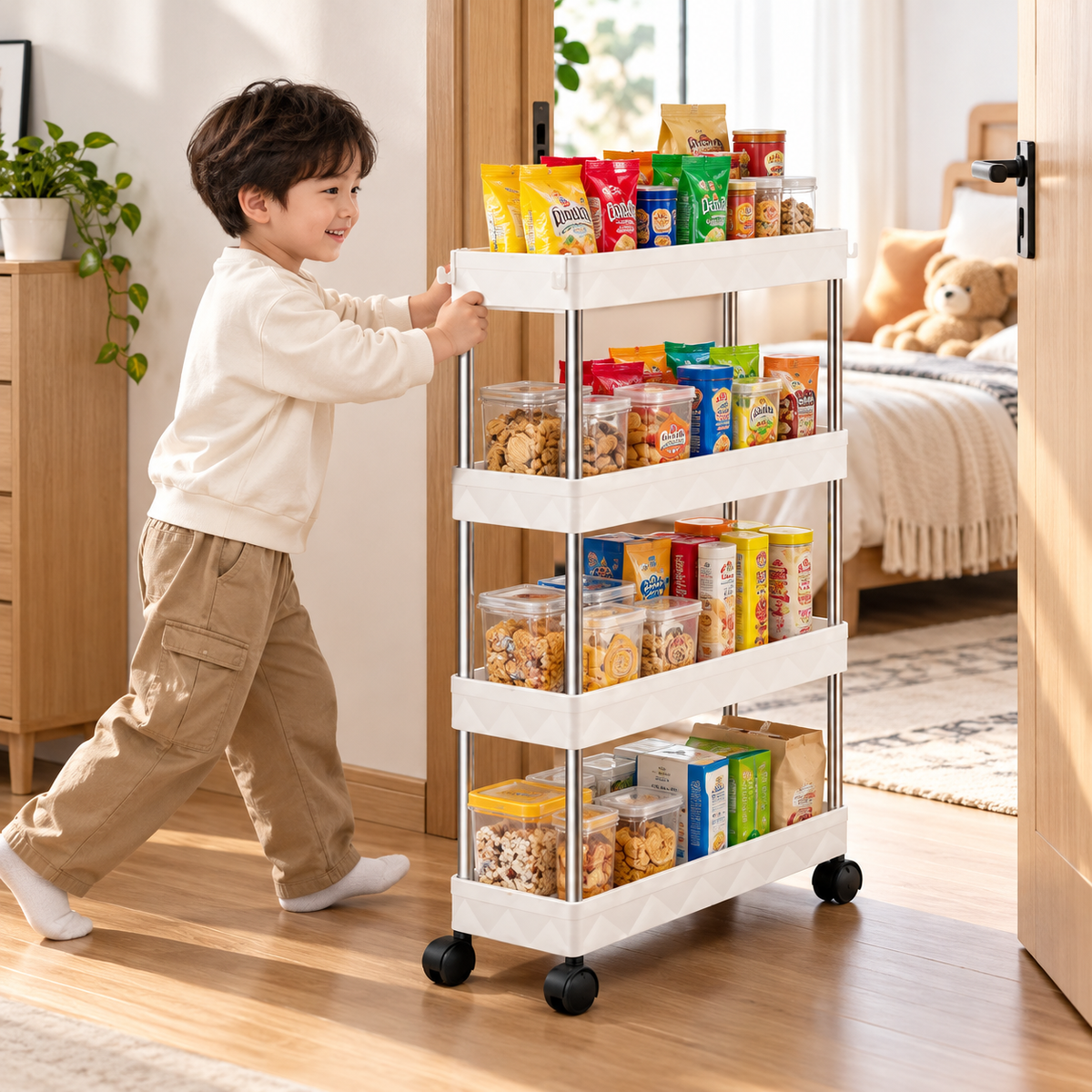 4-Tier Slim Rolling Cart