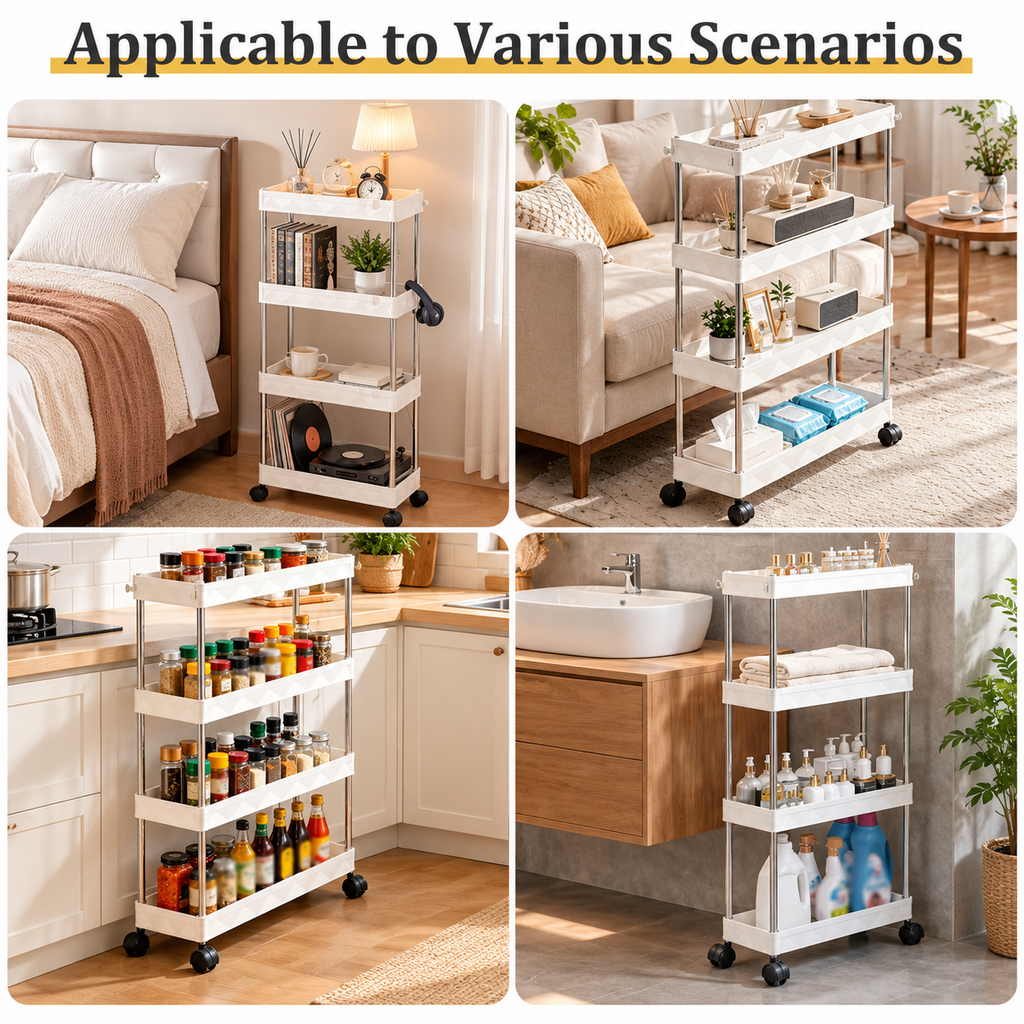 4-Tier Slim Rolling Cart