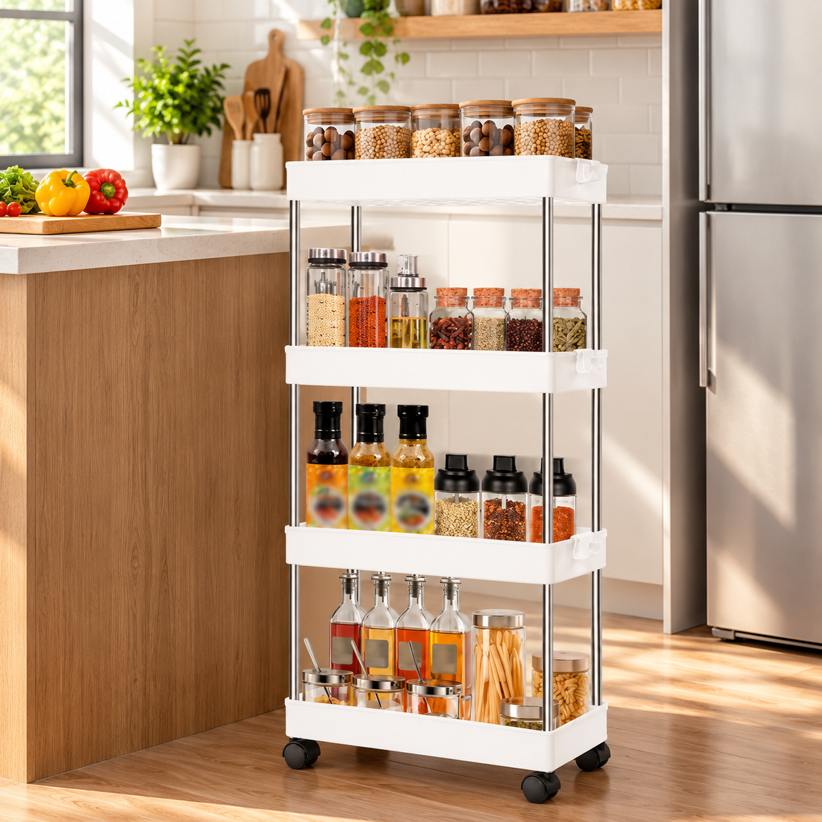 4-Tier Slim Rolling Cart