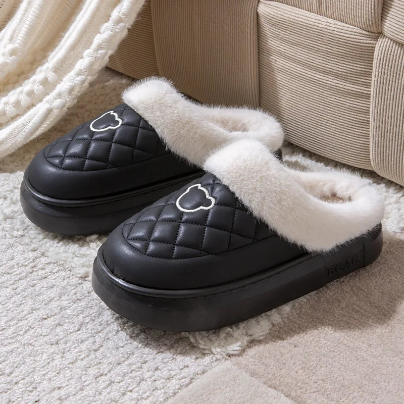 Waterproof Fuzzy Platform House Slippers