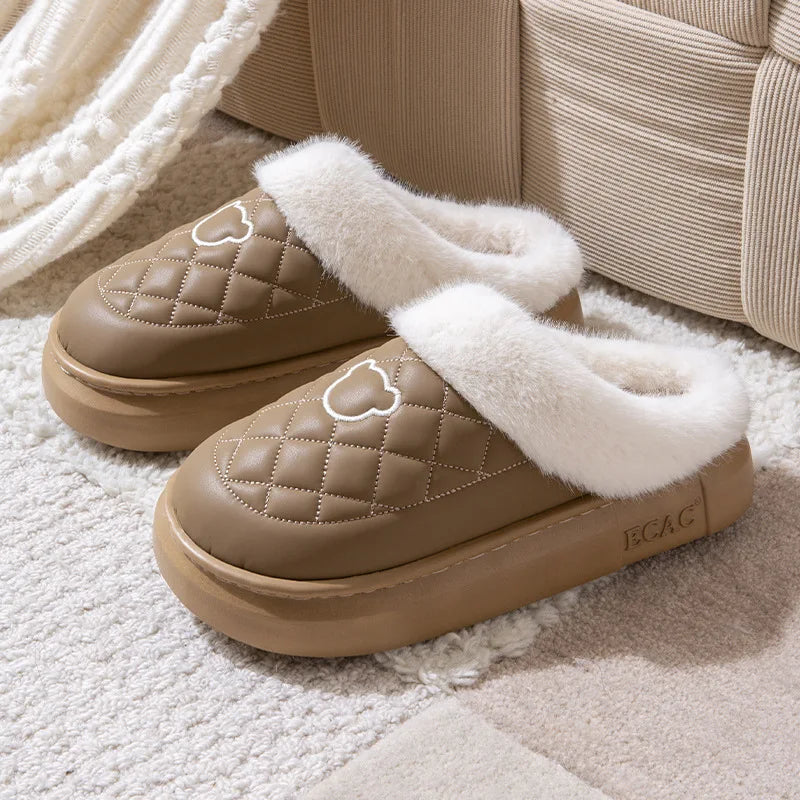 Waterproof Fuzzy Platform House Slippers