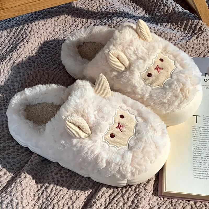 Cute Sheep Plush Winter Slippers