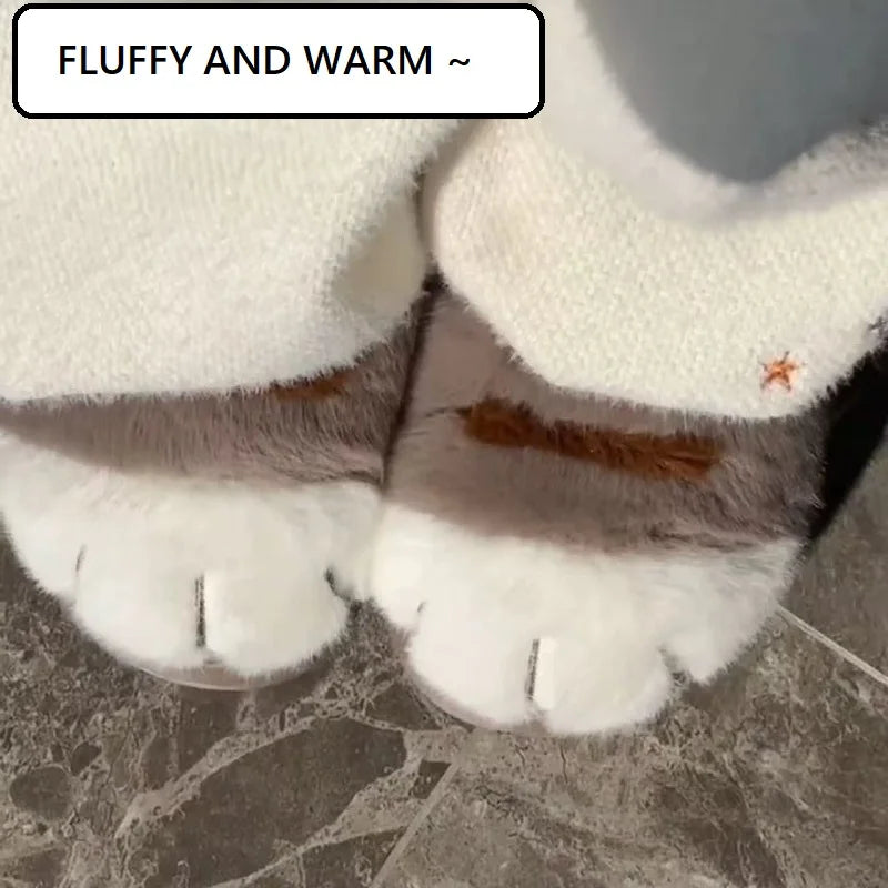 Cute Kitty Claw Plush Slippers