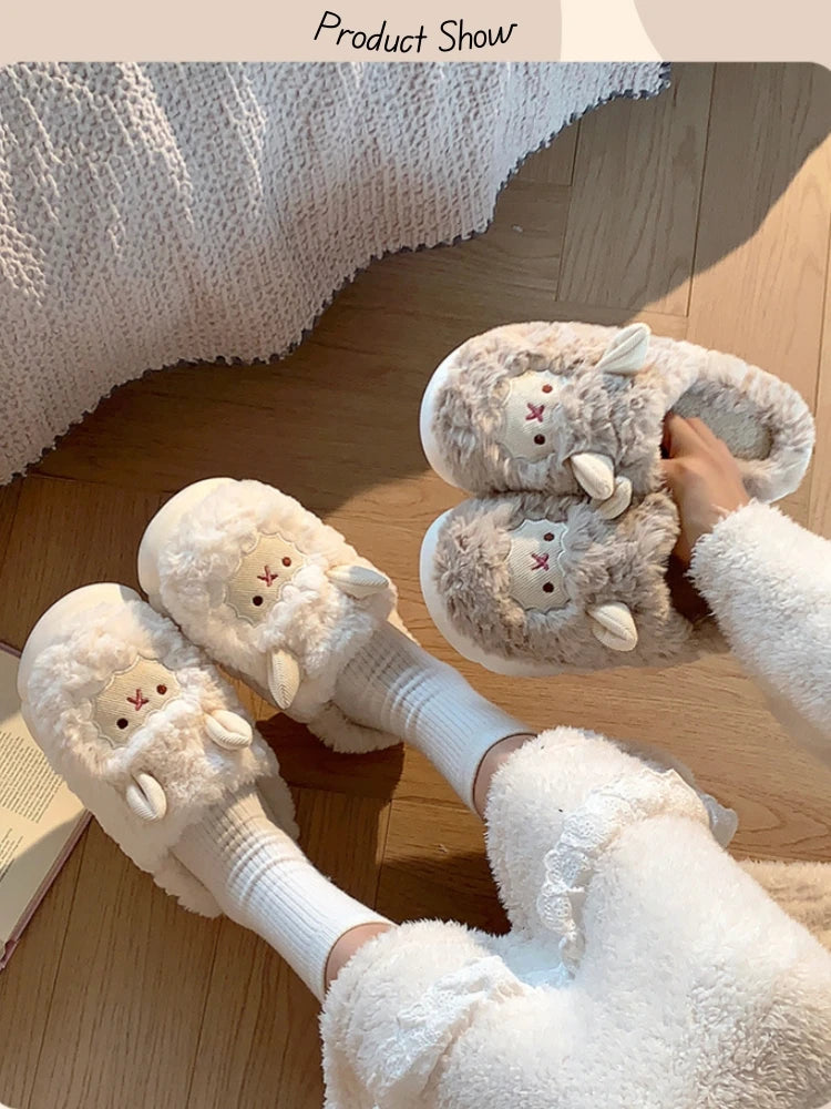 Cute Sheep Plush Winter Slippers