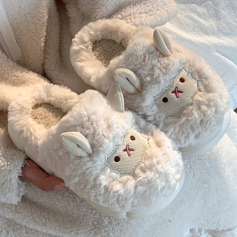 Cute Sheep Plush Winter Slippers