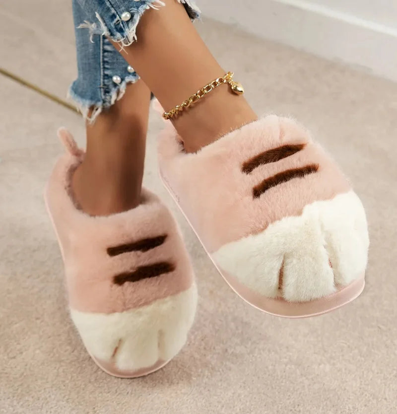 Cute Kitty Claw Plush Slippers