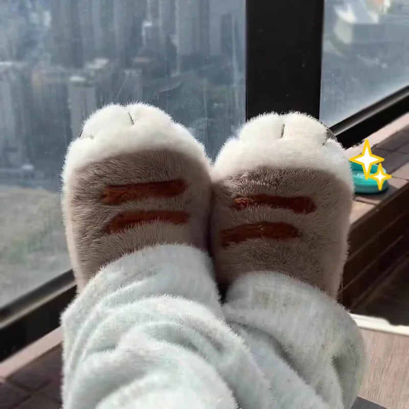 Cute Kitty Claw Plush Slippers
