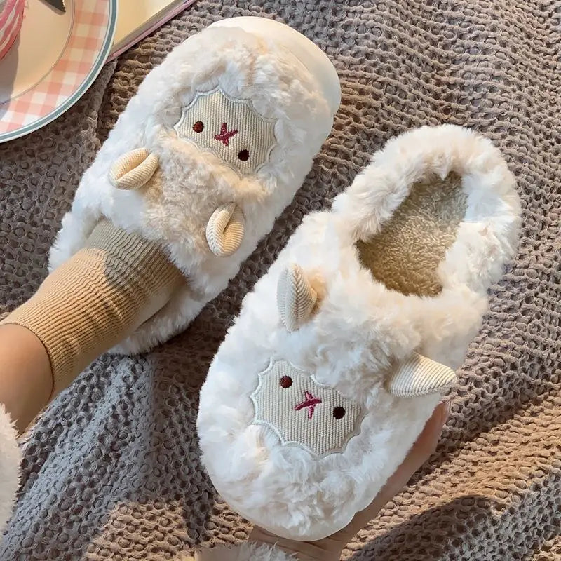 Cute Sheep Plush Winter Slippers