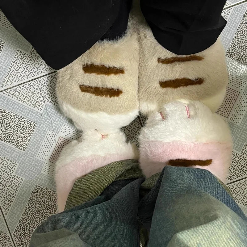 Cute Kitty Claw Plush Slippers